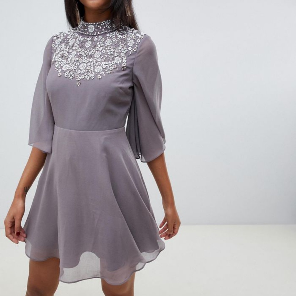 Gray beaded dress.  Worn once.